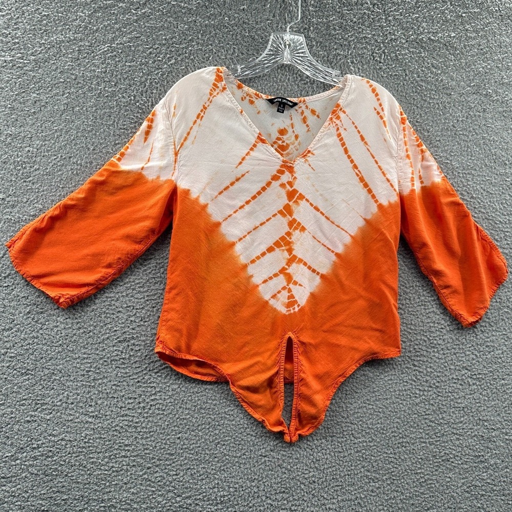 Womens Tie Dye Top S Boho Hippie Festival Artsy Flowy Relaxed Bell Sleeve Casual